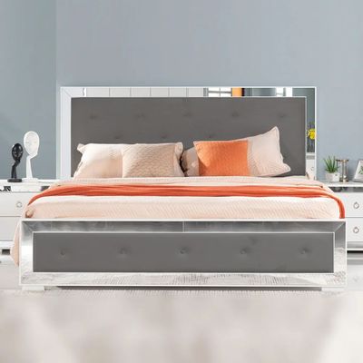 Ezekiel 200X200 Super King Bed - White / Silver