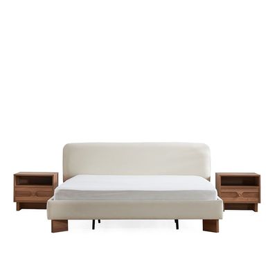 Ren 180x200 King Fabric Bed - Beige - With 2-Year Warranty