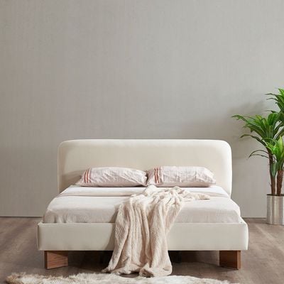 Ren 150x200 Queen Fabric Bed - Beige - With 2-Year Warranty
