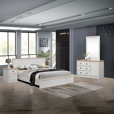 Cambridge 160x200 Queen Bedroom Set - Oak & White Oak - With 2-Year Warranty