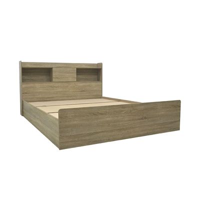 Supreme 180x200 King Bed with Storage - French Sonoma Oak - With 2-Year Warranty