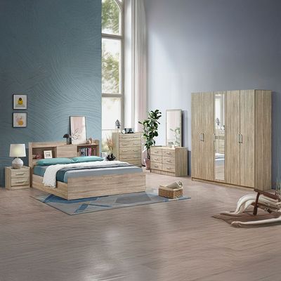 Supreme 180x200 King Bed with Storage - French Sonoma Oak - With 2-Year Warranty