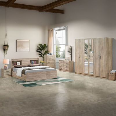 Supreme 180x200 King Bed with Storage - French Sonoma Oak - With 2-Year Warranty