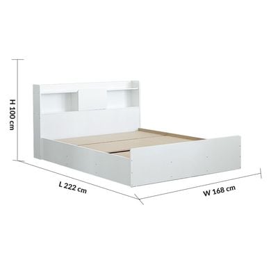 Supreme 160x200 Queen Bed with Storage - White - With 2-Year Warranty