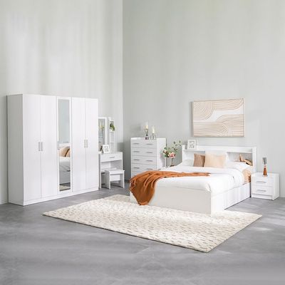 Supreme 160x200 Queen Bed with Storage - White - With 2-Year Warranty