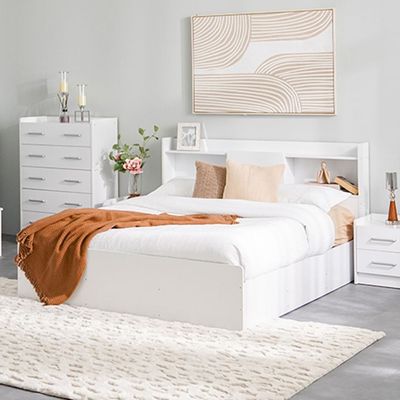 Supreme 160x200 Queen Bed with Storage - White - With 2-Year Warranty