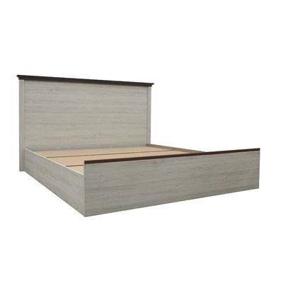 Pioneer 180x200 King Bed Set with 2 Nightstands & Dresser/Mirror - White Oak/Brown - With 2-Year Warranty 