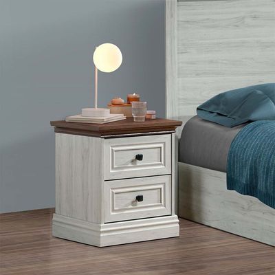 Pioneer 180x200 King Bed Set with 2 Nightstands & Dresser/Mirror - White Oak/Brown - With 2-Year Warranty 