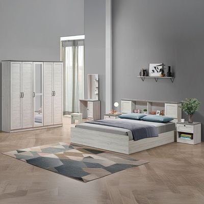 Zenith 180x200 King Bed with USB - White Oak/Cement - With 2-Year Warranty