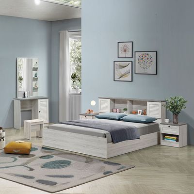 Zenith 180x200 King Bed with USB - White Oak/Cement - With 2-Year Warranty