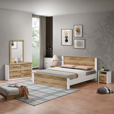 Swann 180x200 King Bed - Summer Oak/Pearl White - With 2-Year Warranty