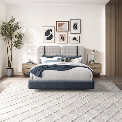 Harrison 150X200 Queen Bed W/Led  - D.Grey/White