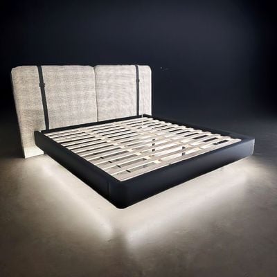 Harrison 150x200 Queen Bed with LED - Dark Grey/White - With 2-Year Warranty