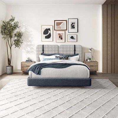 Harrison 180X200 King Bed W/Led  - D.Grey/White