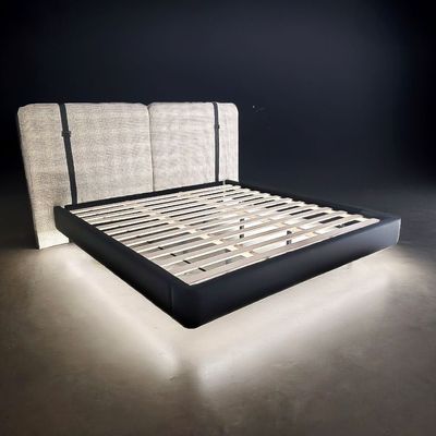 Harrison 180X200 King Bed W/Led  - D.Grey/White