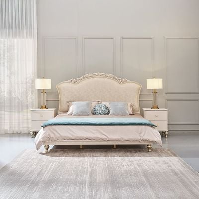 Jasmine 200X200 Super King Bed  - Light Beige