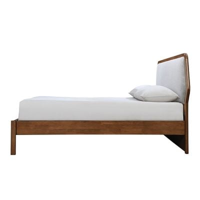 Derby Colfax 180x200 Solid Wood King Bed with Upholstered Headboard -Brown+Beige - With 2-Year Warranty