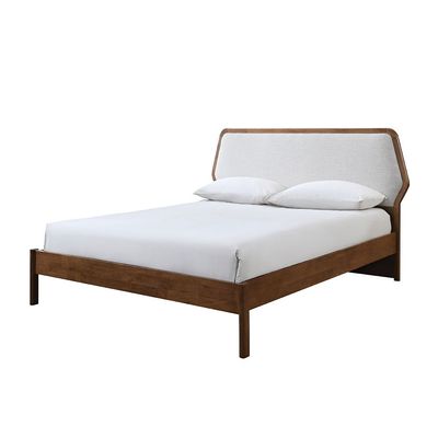 Derby Colfax 180X200 Solid Wood King Bed W/Upholstered Headboard-Brown+Beige