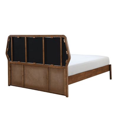 Derby Colfax 180X200 Solid Wood King Bed W/Upholstered Headboard-Brown+Beige