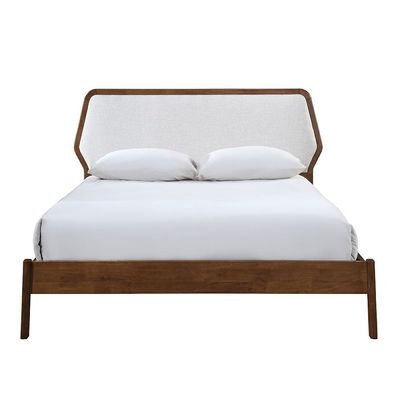 Derby Colfax 180X200 Solid Wood King Bed W/Upholstered Headboard-Brown+Beige