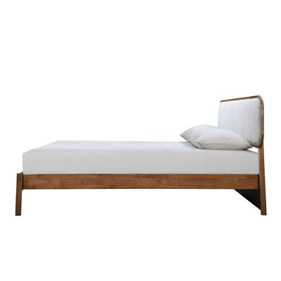 Derby Hanabi 180X200 Solid Wood King Bed W/Upholstered Headboard-Brown+Beige