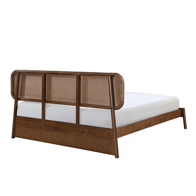 Derby Hanabi 180X200 Solid Wood King Bed W/Upholstered Headboard-Brown+Beige