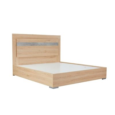 Edison 180X200 King Bed Set W/Led+2 Nightstands+Dresser/Mirror-Oak+Cement