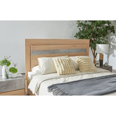 Edison 180X200 King Bed Set W/Led+2 Nightstands+Dresser/Mirror-Oak+Cement