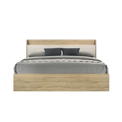 Kelly 180x200 King Bed W/Headboard Storage-White Ash+Sonoma Oak