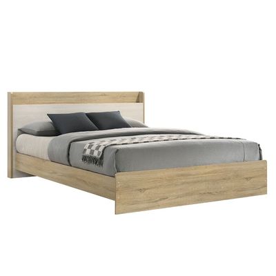 Kelly 180x200 King Bed W/Headboard Storage-White Ash+Sonoma Oak