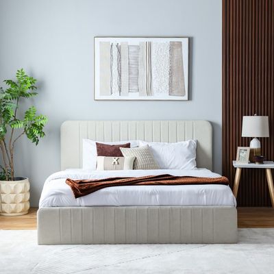 Supreme Flakes 160X200 Upholstered Bed-Beige