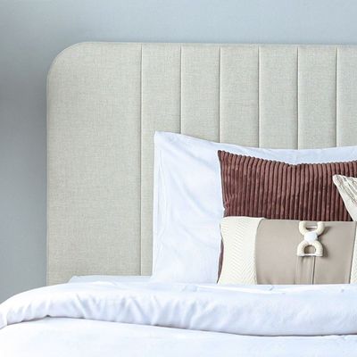 Supreme Flakes Upholstered King Bed - Beige - 180x200 cm - With 2-Year Warranty