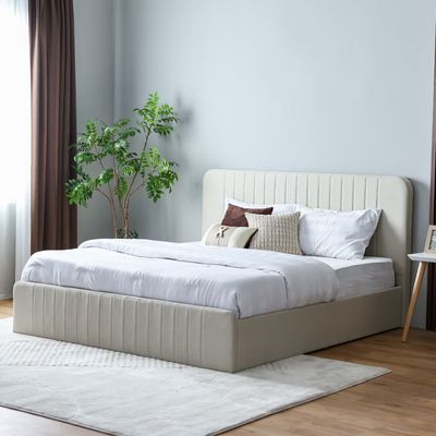 Supreme Flakes Upholstered King Bed - Beige - 180x200 cm - With 2-Year Warranty