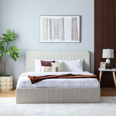 Supreme Flakes 180X200 Upholstered Bed-Beige