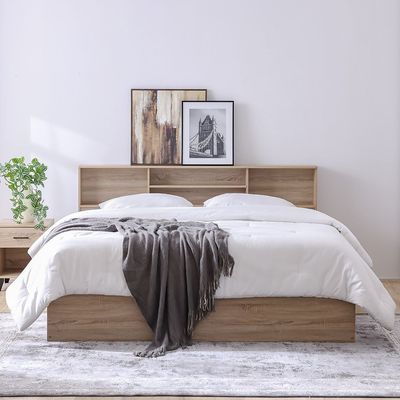 جامورا طقم سرير كينج مقاس 180×200 +1 طاولة بجانب السرير+تسريحة /مرآة ومقعد - خشب البلوط الفرنسي سونوما