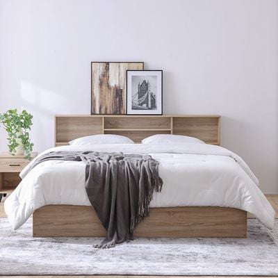 Gamorah 180X200 King Bed Set+1 Nightstand+Dresser/Mirror & Stool-Sonoma Oak