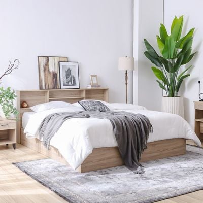 Gamorah 180X200 King Bed Set+1 Nightstand+Dresser/Mirror & Stool-Sonoma Oak