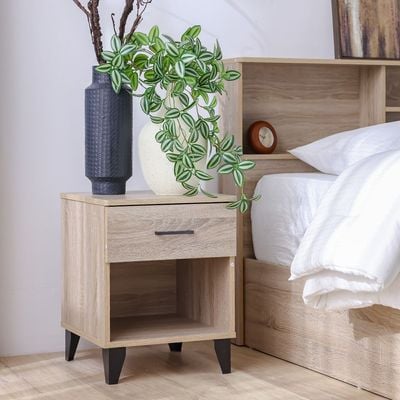 Gamorah 180X200 King Bed Set+1 Nightstand+Dresser/Mirror & Stool-Sonoma Oak