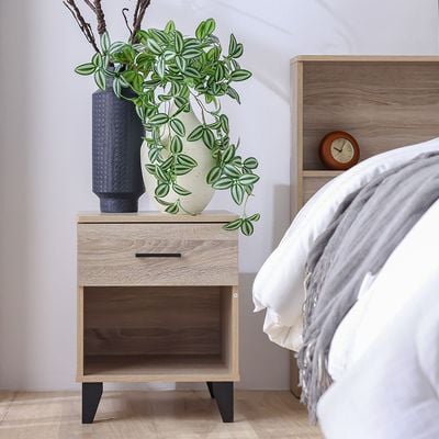Gamorah 180X200 King Bed Set+1 Nightstand+Dresser/Mirror & Stool-Sonoma Oak