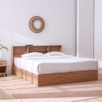 Gamorah New 180X200 King Bed Set+1 Nightstand+Dresser/Mirror & Stool-Oak