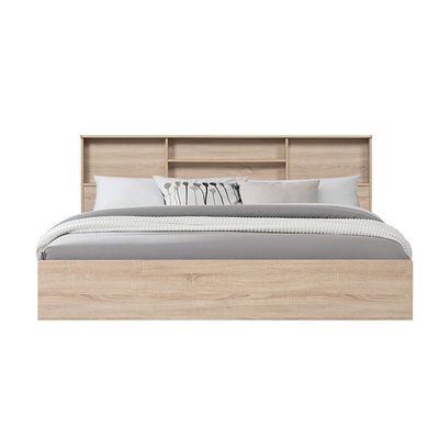 Gamorah New 180X200 King Bed Set+1 Nightstand+Dresser/Mirror & Stool-Oak