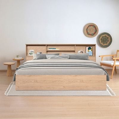 Gamorah New 180X200 King Bed Set+1 Nightstand+Dresser/Mirror & Stool-Oak