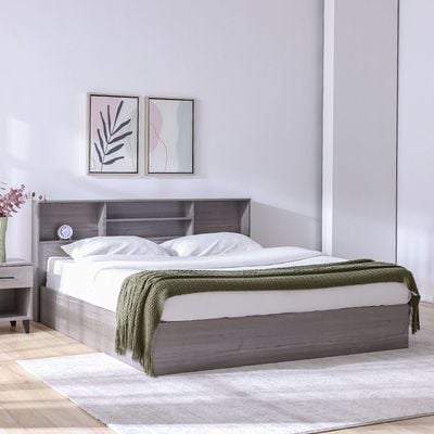 Gamorah 180X200 King Bed Set+1 Nightstand+Dresser/Mirror & Stool-Warm Grey