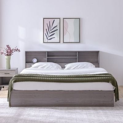 Gamorah 180X200 King Bed Set+1 Nightstand+Dresser/Mirror & Stool-Warm Grey