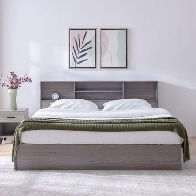 Gamorah 180X200 King Bed Set+1 Nightstand+Dresser/Mirror & Stool-Warm Grey
