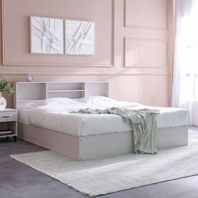 Gamorah 180X200 King Bed Set+1 Nightstand+Dresser/Mirror & Stool-Washed White