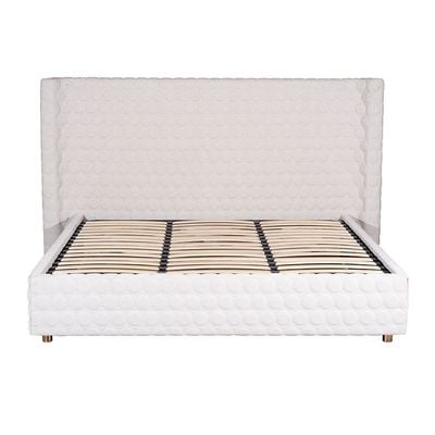 Allayal 180X200 King Bed Set W/ 2 Nightstand - Beige/Gold