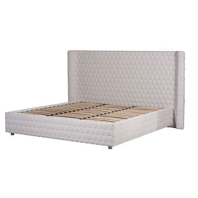 Allayal 180X200 King Bed Set W/ 2 Nightstand - Beige/Gold