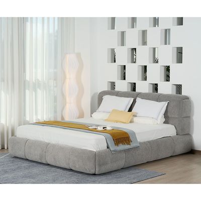 Ian 180X200 King Bed w/Headboard storage- Light Grey