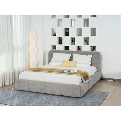 Ian 180X200 King Bed w/Headboard storage- Light Grey